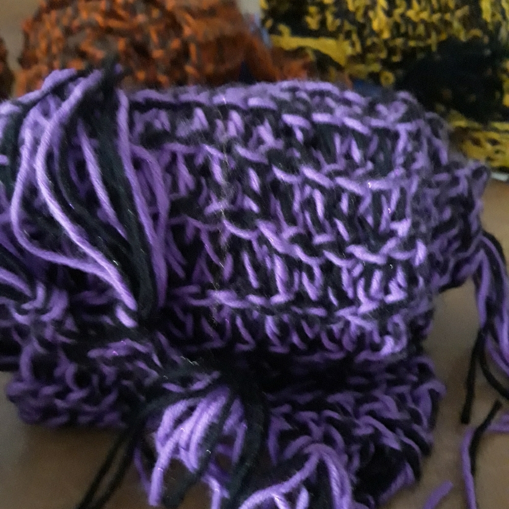 Purple crochet scarves